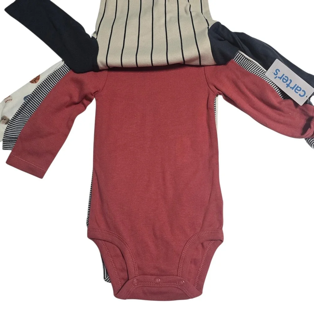 Carters Baby Boys 4-Pack Long Sleeve Sport Bodysuits Navy Red 18M 1T439410